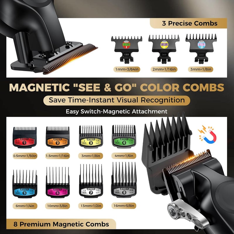 ATVOXIS Hair Clippers for Men Professional, Barber Clippers and Trimmers Set, Cordless Hair Clippers, Hair Cutting Kit, Barber Kit, Haircut Kit, Maquina para Cortar Pelo De Hombre - Image 5